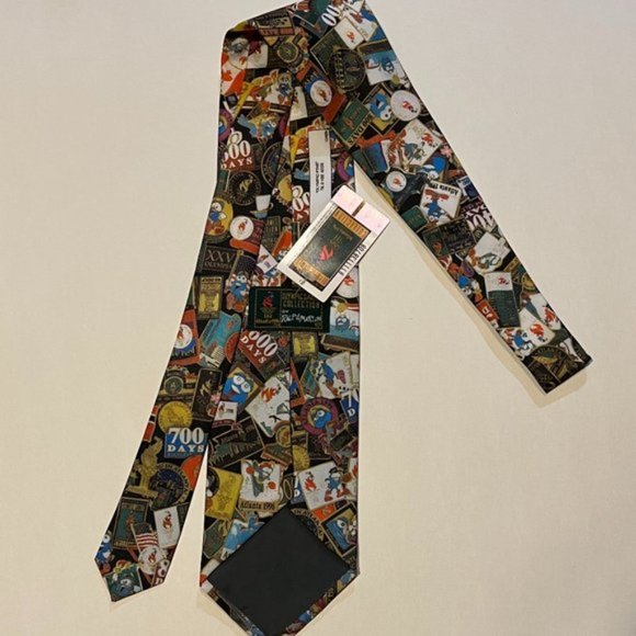 Vintage Pin & 1996 Atlanta Olympic Tie by Ralph Marlin with Games Torch Logo Pin - Picture 2 of 4